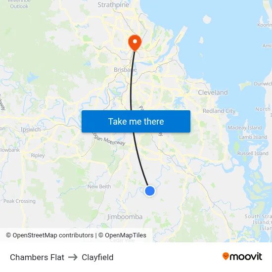 Chambers Flat to Clayfield map