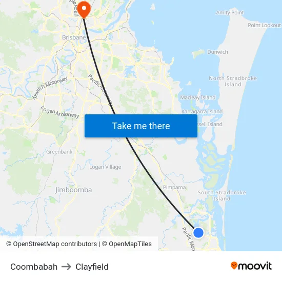 Coombabah to Clayfield map