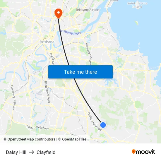 Daisy Hill to Clayfield map