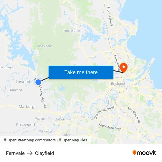 Fernvale to Clayfield map