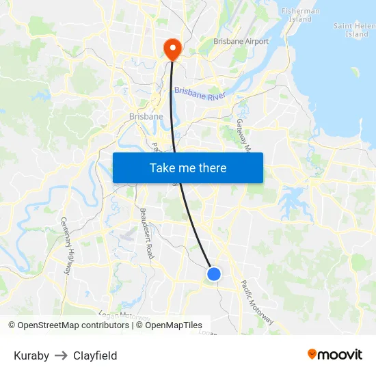 Kuraby to Clayfield map