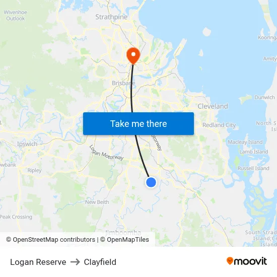 Logan Reserve to Clayfield map