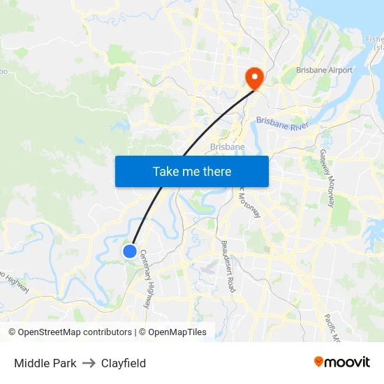 Middle Park to Clayfield map