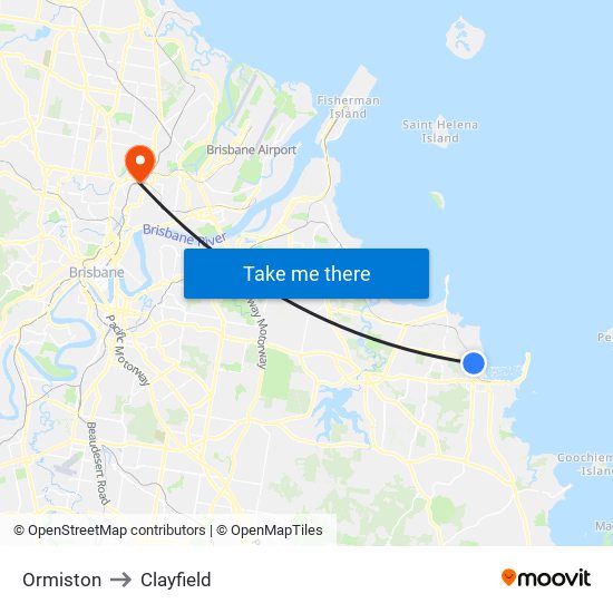 Ormiston to Clayfield map