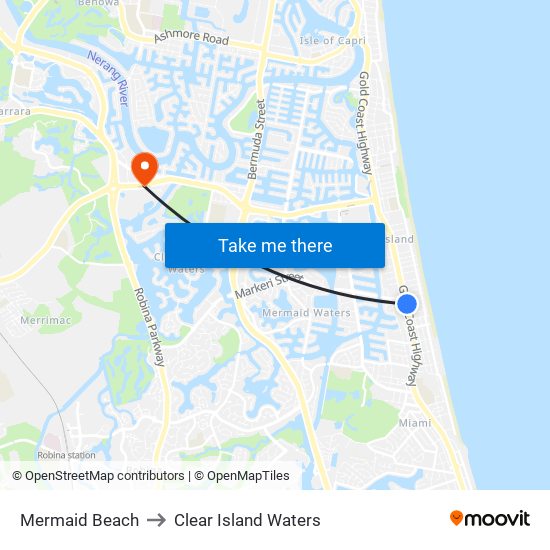 Mermaid Beach to Clear Island Waters map