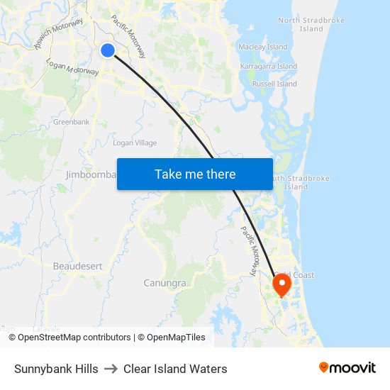 Sunnybank Hills to Clear Island Waters map