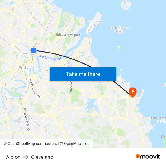 Albion to Cleveland map