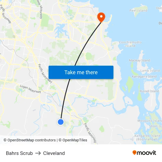 Bahrs Scrub to Cleveland map