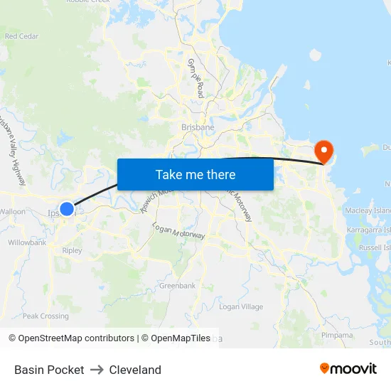 Basin Pocket to Cleveland map