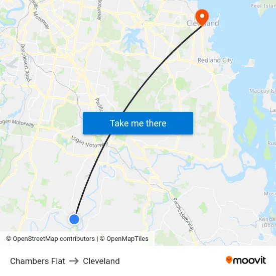 Chambers Flat to Cleveland map