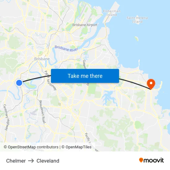 Chelmer to Cleveland map