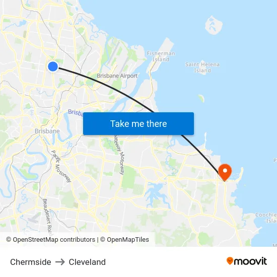 Chermside to Cleveland map