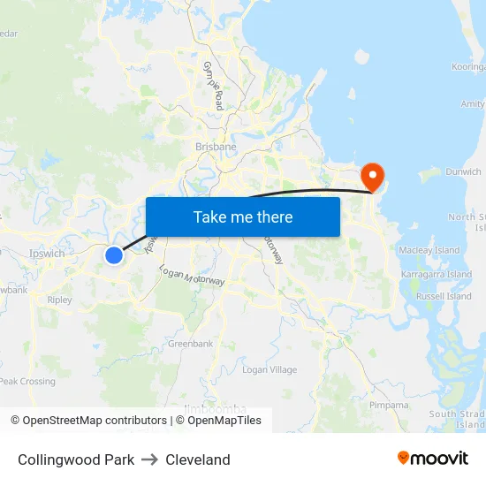 Collingwood Park to Cleveland map