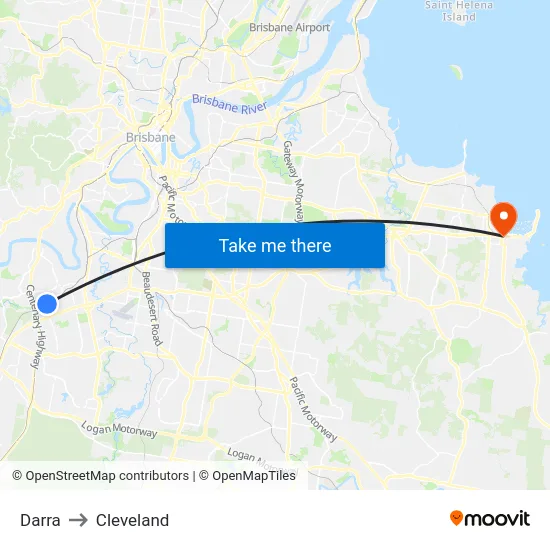 Darra to Cleveland map