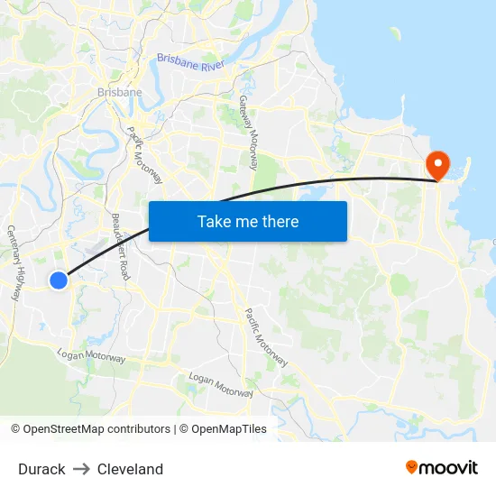 Durack to Cleveland map