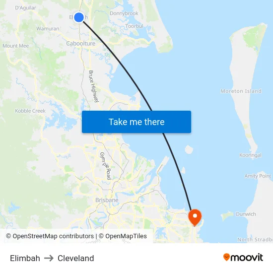 Elimbah to Cleveland map