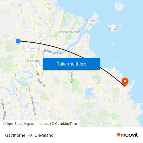 Gaythorne to Cleveland map