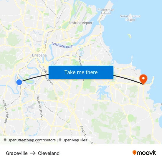 Graceville to Cleveland map