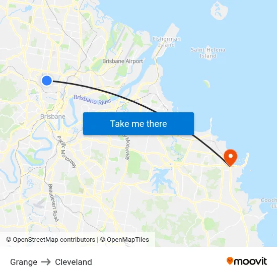 Grange to Cleveland map