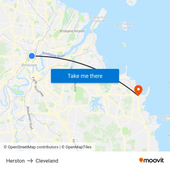 Herston to Cleveland map