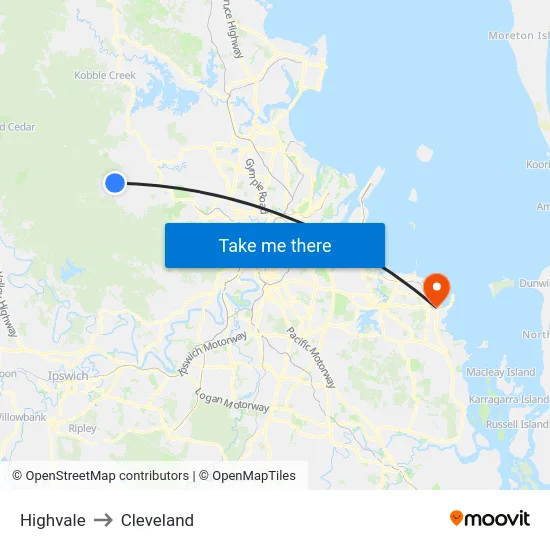 Highvale to Cleveland map