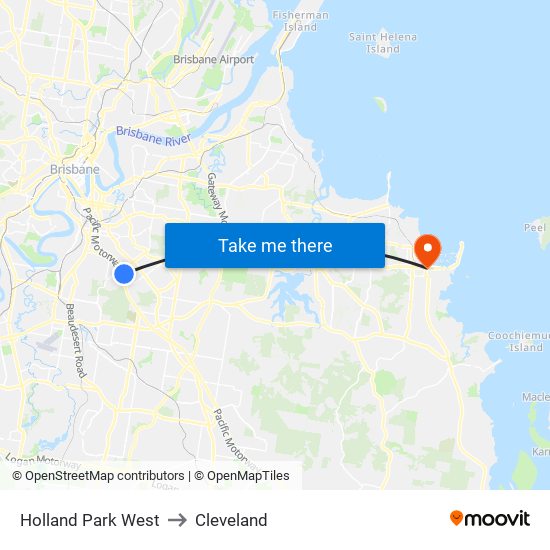 Holland Park West to Cleveland map