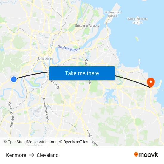 Kenmore to Cleveland map