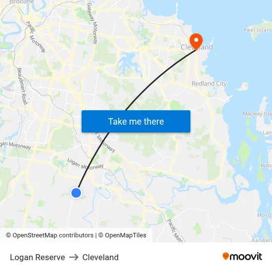 Logan Reserve to Cleveland map