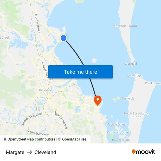 Margate to Cleveland map