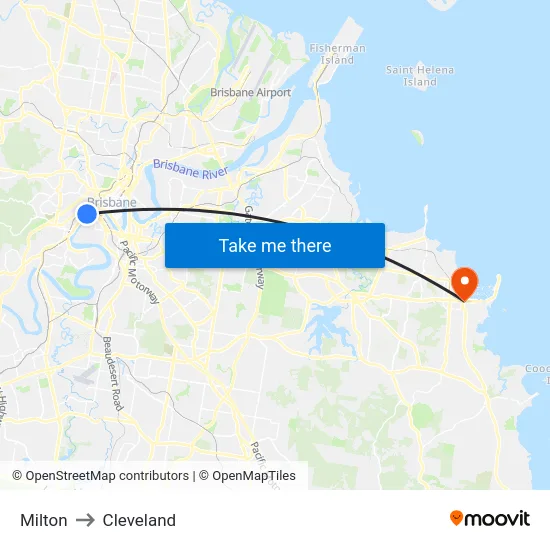 Milton to Cleveland map