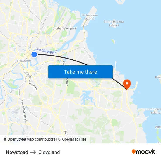 Newstead to Cleveland map