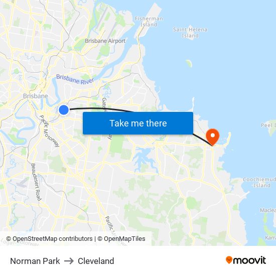 Norman Park to Cleveland map