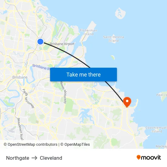 Northgate to Cleveland map