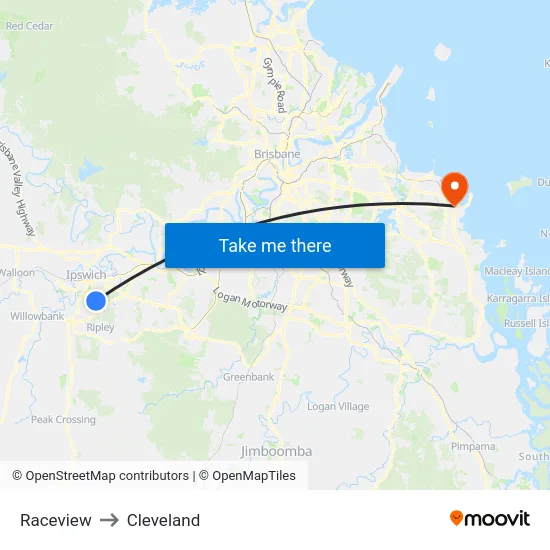 Raceview to Cleveland map