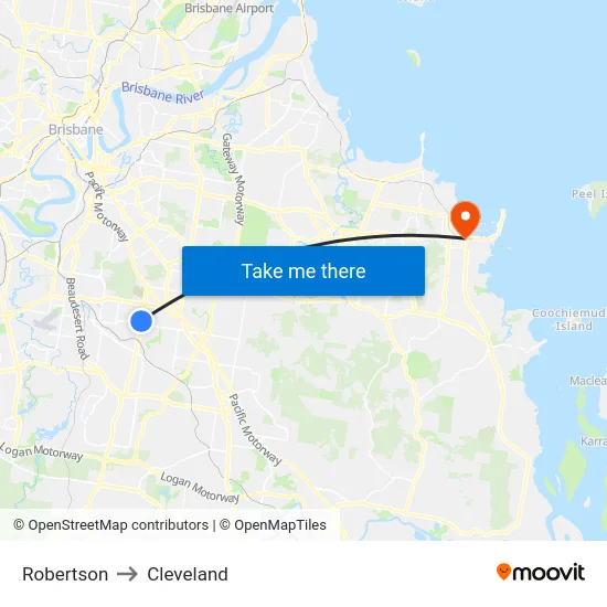 Robertson to Cleveland map