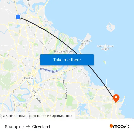 Strathpine to Cleveland map