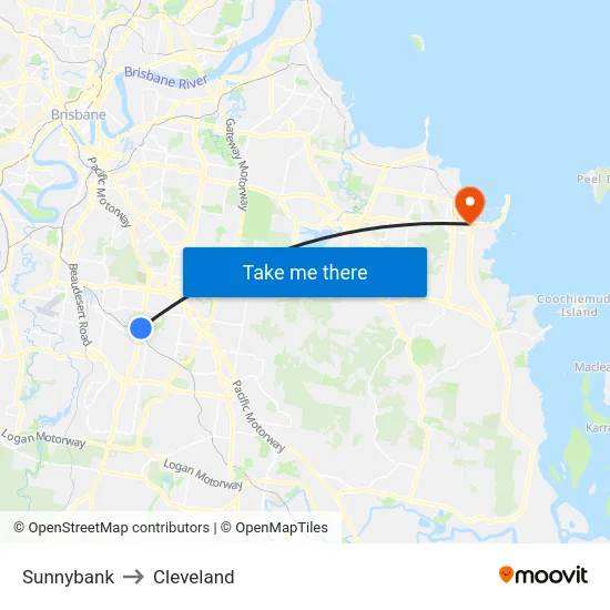 Sunnybank to Cleveland map