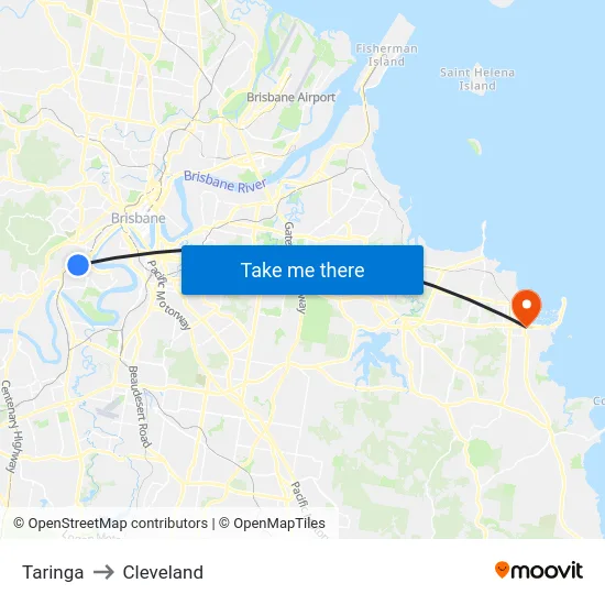 Taringa to Cleveland map