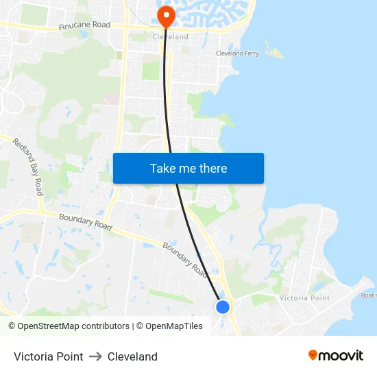 Victoria Point to Cleveland map