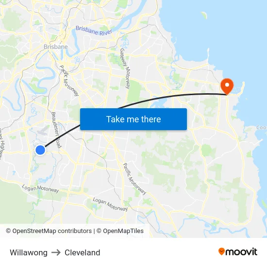 Willawong to Cleveland map