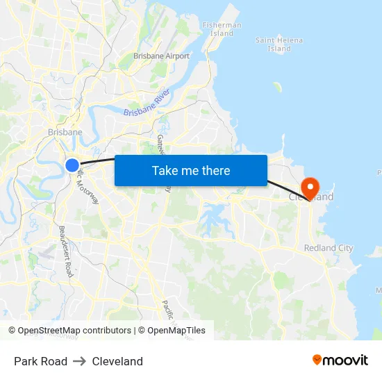 Park Road to Cleveland map