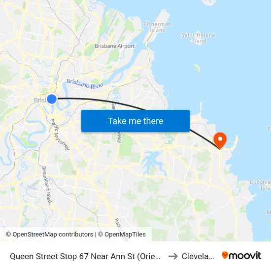 Queen Street Stop 67 Near Ann St (Orient) to Cleveland map