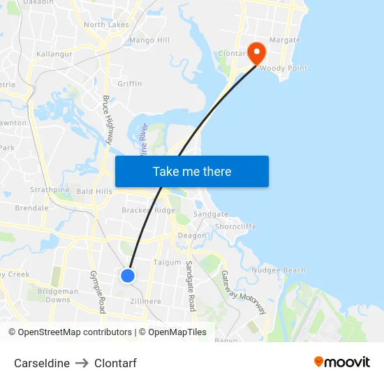 Carseldine to Clontarf map