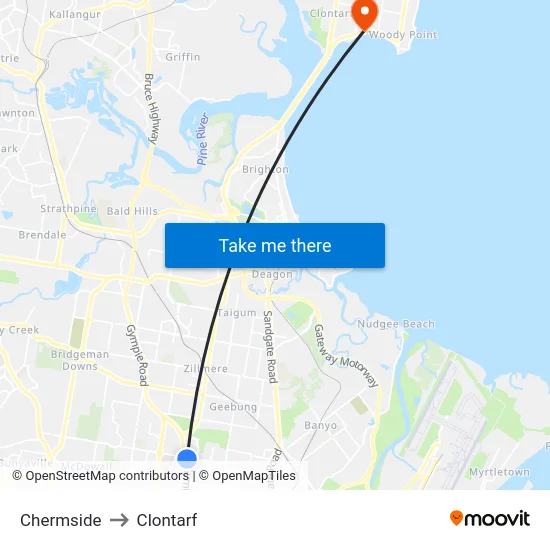 Chermside to Clontarf map