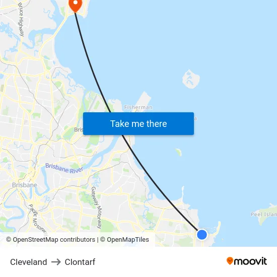 Cleveland to Clontarf map