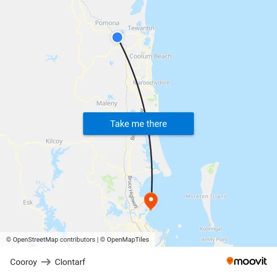 Cooroy to Clontarf map