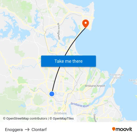 Enoggera to Clontarf map
