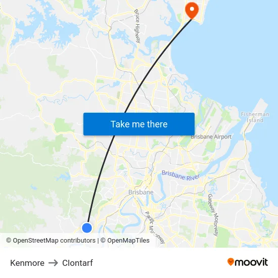 Kenmore to Clontarf map