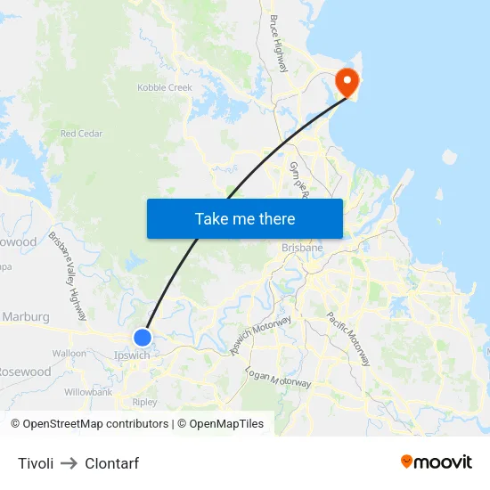 Tivoli to Clontarf map