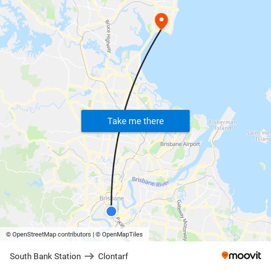 South Bank Station to Clontarf map